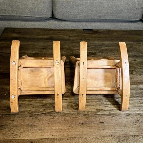 VINTAGE CERAMIC MINI ROCKING CHAIR ROCKER DOLLHOUSE SET OF 2 - Picture 13 of 15